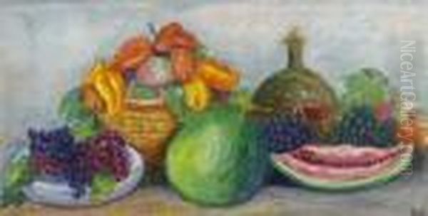 Nature Morte A La Pasteque Oil Painting by Jean Peske