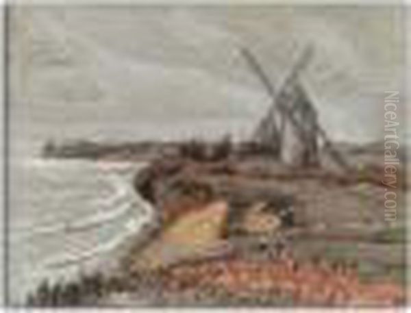 Paysage Breton Au Moulin A Vent by Jean Peske