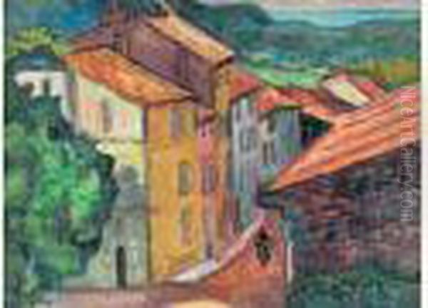 Village De Provence Oil Painting by Jean Peske