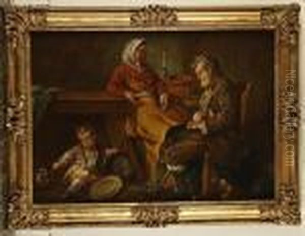 Repas De Paysans Oil Painting by Antoine Pesne