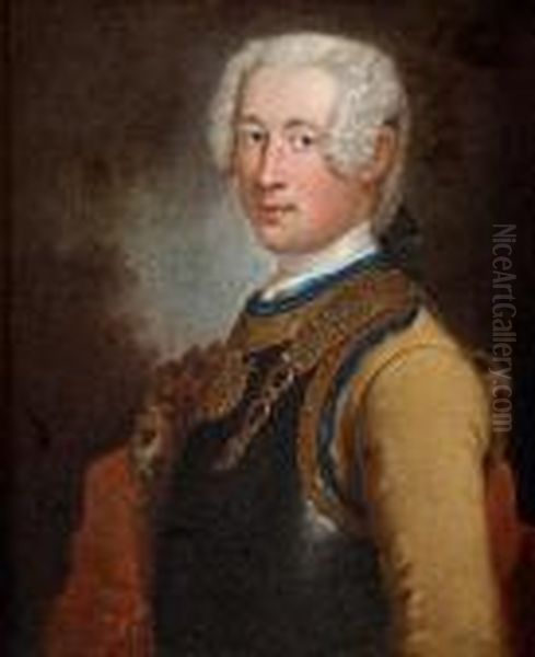 His Studio 
Portrait Of An Officer Oil Painting by Antoine Pesne