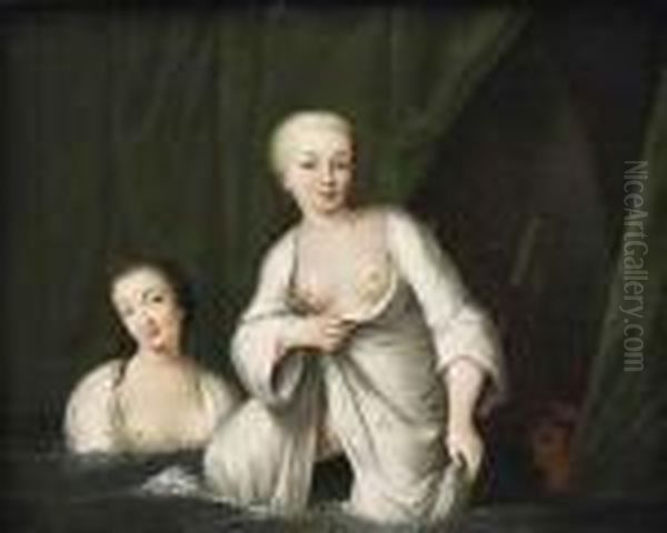 Two Bathers Oil Painting by Antoine Pesne