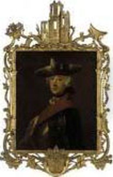 Portrait Of Emperor Frederick The Great Of Prussia (1712-1786) Oil Painting by Antoine Pesne