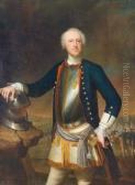 Bildnis Des Kgl. Preusischen Generalfeldmarschalls Christoph Wilhelm Von Kalckstein Oil Painting by Antoine Pesne