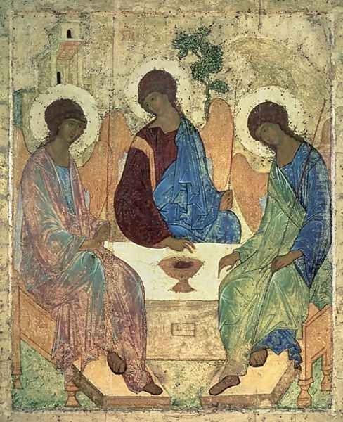 The Holy Trinity, 1420s Oil Painting by Andrei Rublev