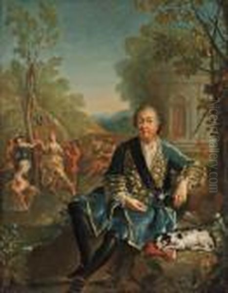 Portrait D'homme En Chasseur Oil Painting by Antoine Pesne