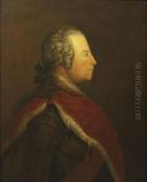 Portrait Of King Frederick Ii Of Prussia Oil Painting by Antoine Pesne