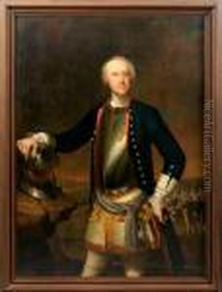 Bildnis Des Spateren Generalfeldmarschalls Christoph Wilhelm Von Kalkstein Oil Painting by Antoine Pesne