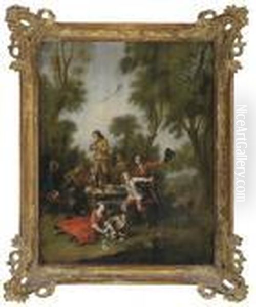 A Fete Champetre Oil Painting by Antoine Pesne