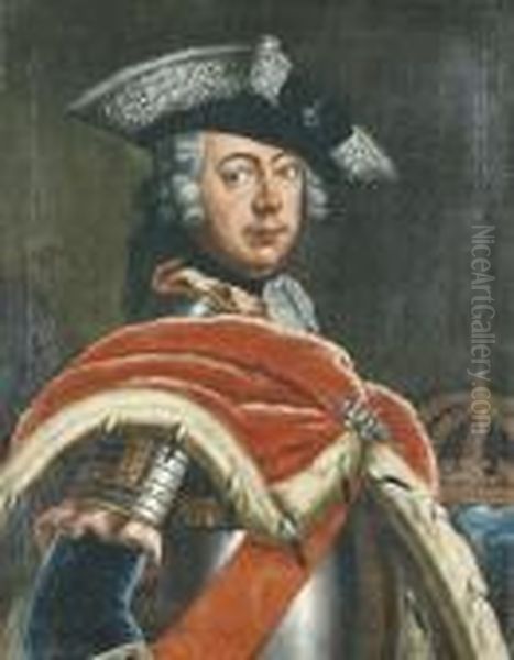 Portrat Von Friedrich Ii., Konig Von Preussen. Oil Painting by Antoine Pesne