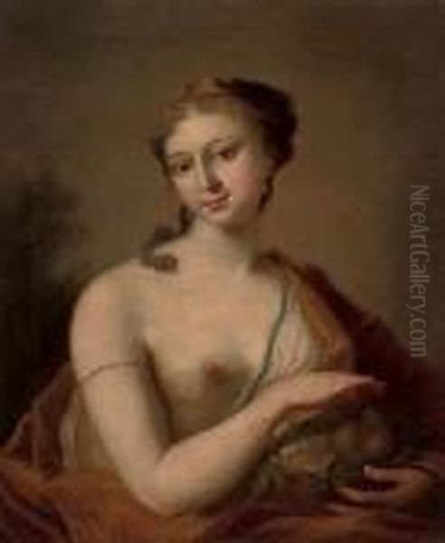 Portrait Of A Lady As Abundance, Half-length Oil Painting by Antoine Pesne