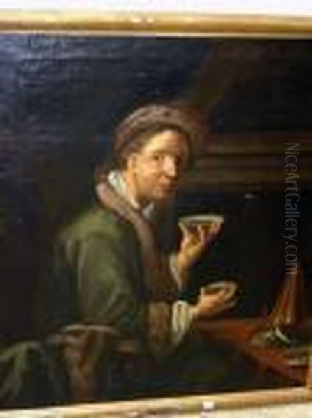 Le Buveur De Cafe Oil Painting by Antoine Pesne