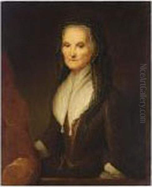 A Portrait Of A Lady, Said To Be
 Madame Ururahne Hericourt, Half Length, Wearing A Black Dress With A 
White Collar And A Black Veil Oil Painting by Antoine Pesne