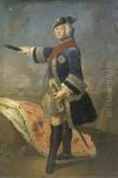 Portrait Of King Frederick The Great Of Prussia Oil Painting by Antoine Pesne