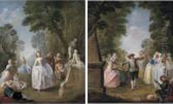 Fete Galante Oil Painting by Antoine Pesne