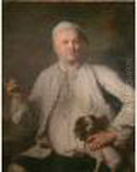 Portrait D'homme Au Carlin Oil Painting by Antoine Pesne