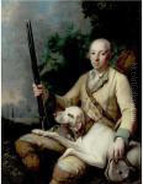 A Hunter In A Landscape Oil Painting by Antoine Pesne