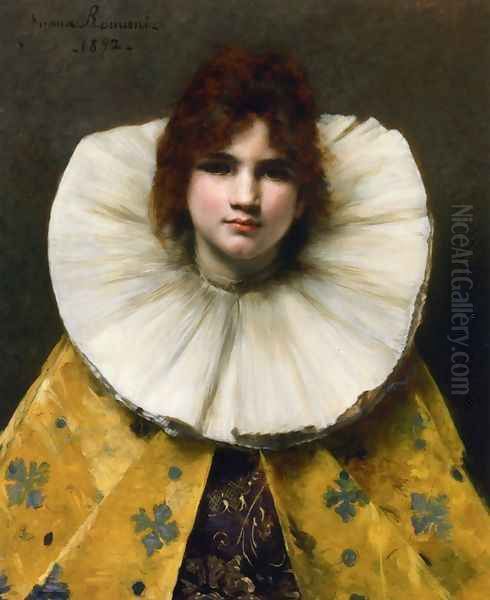 Young Girl with a Ruffled Collar Oil Painting by Juana Romani