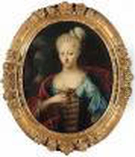 Portrait Of A Lady, Half-length, Depicted As Flora Oil Painting by Antoine Pesne