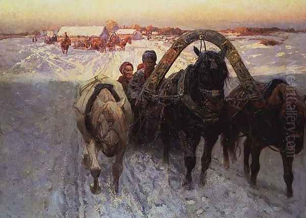 The Sleigh Oil Painting by Franz Roubaud