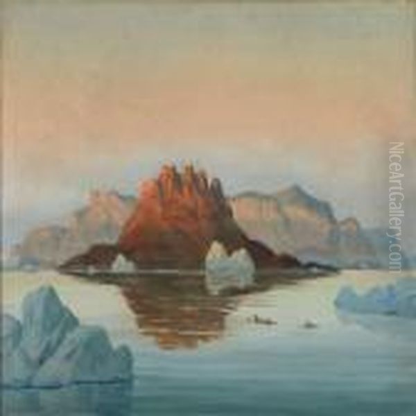 Winter Landscapefrom Umanak, Greenland Oil Painting by Emanuel A. Petersen