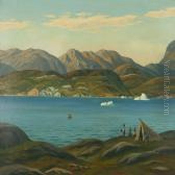 Sundet Ved Christianshab, Nordgronland Oil Painting by Emanuel A. Petersen