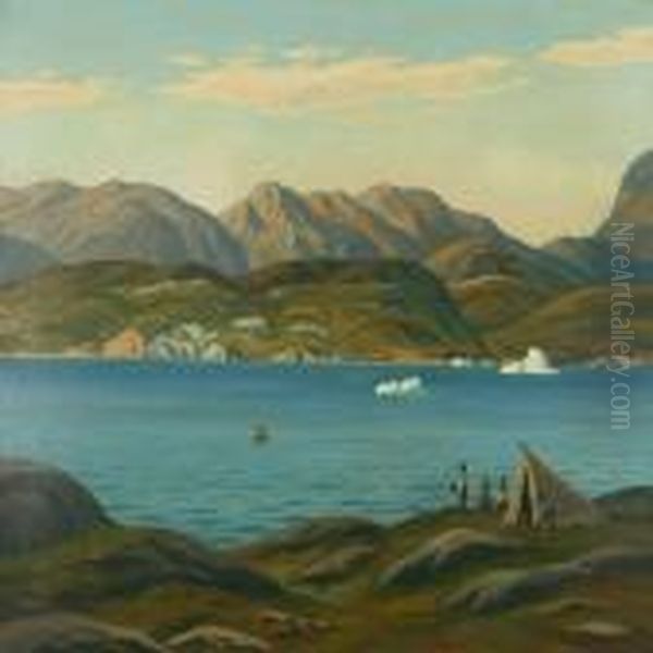 Sundet Vedchristianshab, Nordgronland Oil Painting by Emanuel A. Petersen