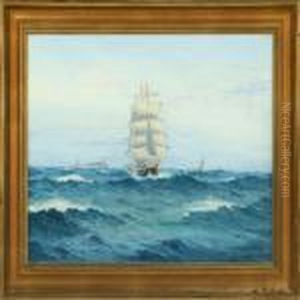 Sailing Ship Atskagen Reef Oil Painting by Emanuel A. Petersen