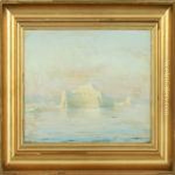 A Scene From Thedisko Bay With Iceberg Oil Painting by Emanuel A. Petersen