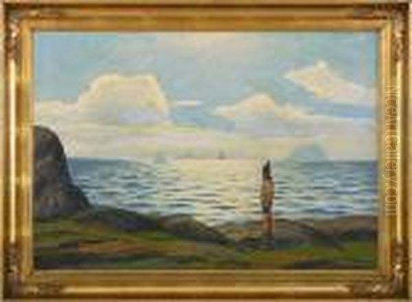 Greenlandic Coastel Scenery Oil Painting by Emanuel A. Petersen