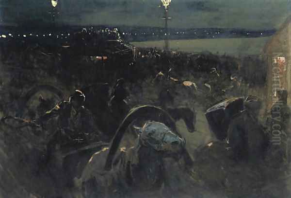 St Petersburg by night Oil Painting by Franz Roubaud