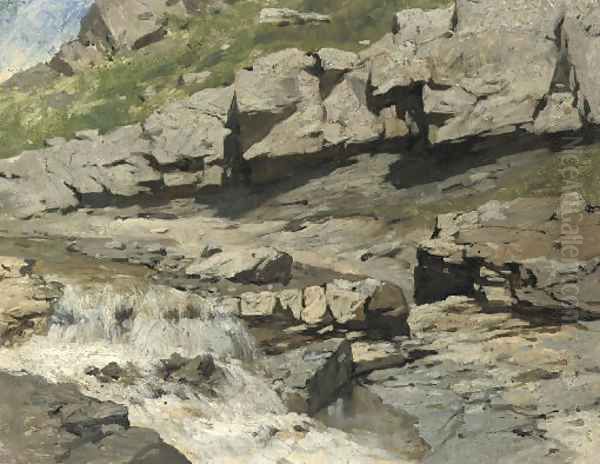 Study of a mountain stream Oil Painting by Franz Roubaud