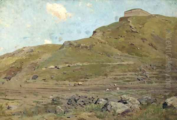 A Caucasian landscape Oil Painting by Franz Roubaud