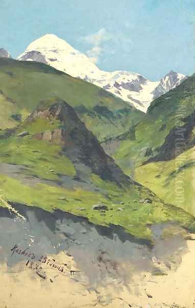 Caucasian hillside Oil Painting by Franz Roubaud