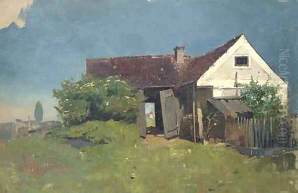 Farmhouse Oil Painting by Franz Roubaud