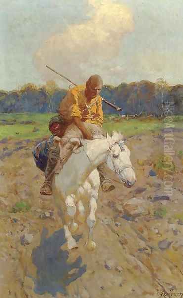 The Return from the Hunt Oil Painting by Franz Roubaud