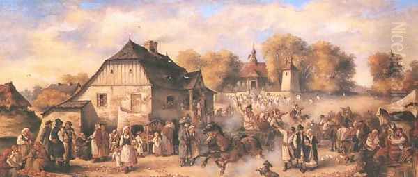 After Kermesse near Cracow Oil Painting by Tadeusz Rybkowski