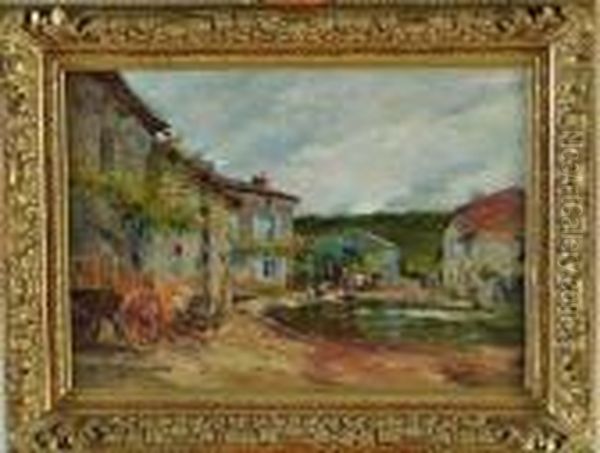 vue De Village Oil Painting by Edmond Marie Petitjean