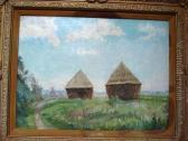 Haymaking In Laval Oil Painting by Edmond Marie Petitjean