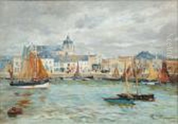 Port De Bretagne Oil Painting by Edmond Marie Petitjean