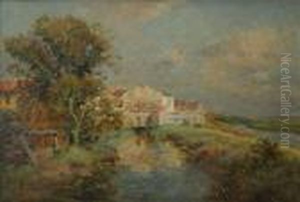 La Maison Pres De L'ecluse Oil Painting by Edmond Marie Petitjean