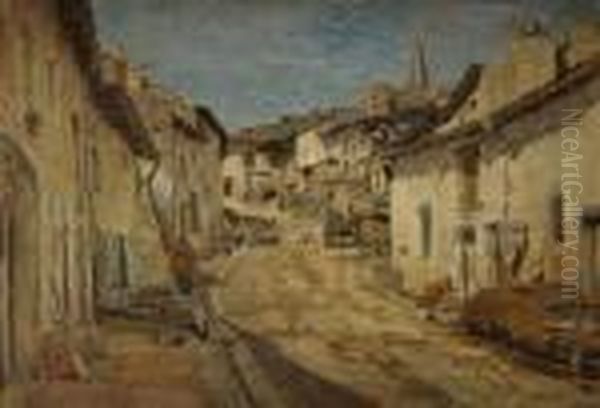 Rue De Village Oil Painting by Edmond Marie Petitjean