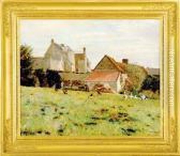 Country Landscape Oil Painting by Edmond Marie Petitjean