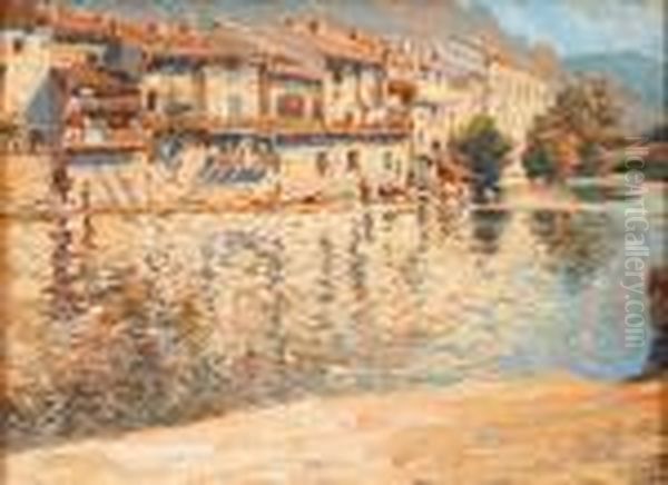 Le Paillon A Nice Oil Painting by Edmond Marie Petitjean