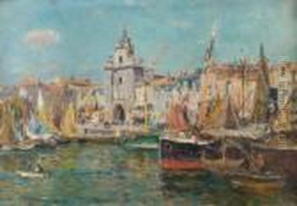 Le Port De La Rochelle Oil Painting by Edmond Marie Petitjean