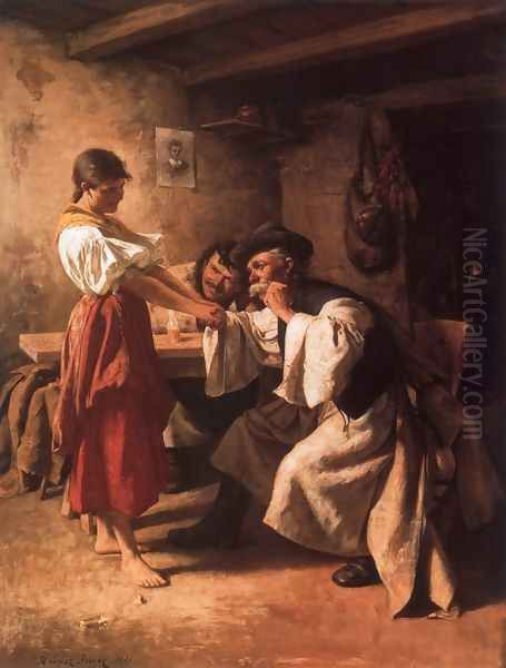 Wooers 1881 Oil Painting by Imre Revesz