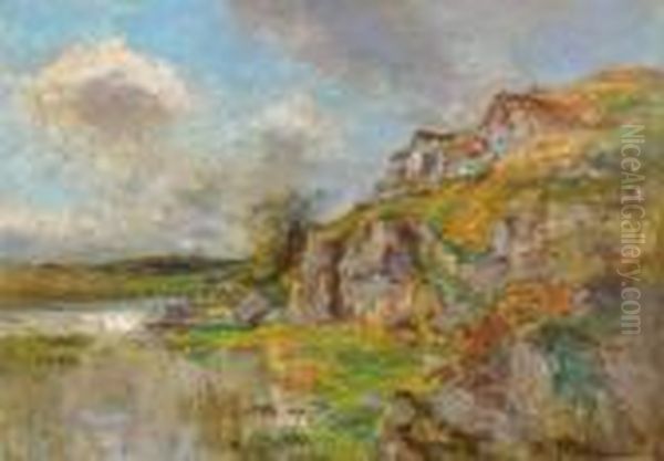 Falaises Oil Painting by Edmond Marie Petitjean