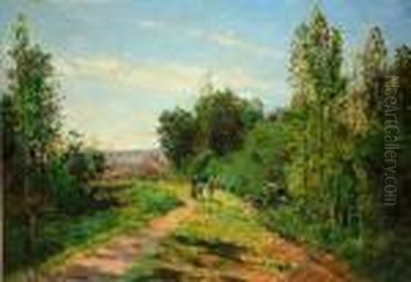 Le Petit Chemin D'argenteuil Oil Painting by Edmond Marie Petitjean