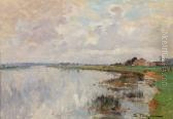 Bord De Riviere Oil Painting by Edmond Marie Petitjean