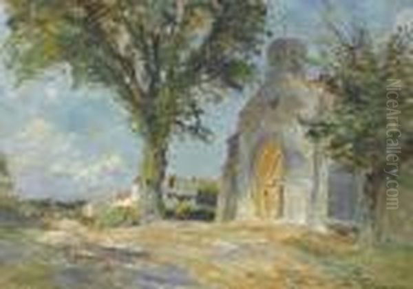 Sommerlandschaft Mit Kirche In Frankreich Oil Painting by Edmond Marie Petitjean